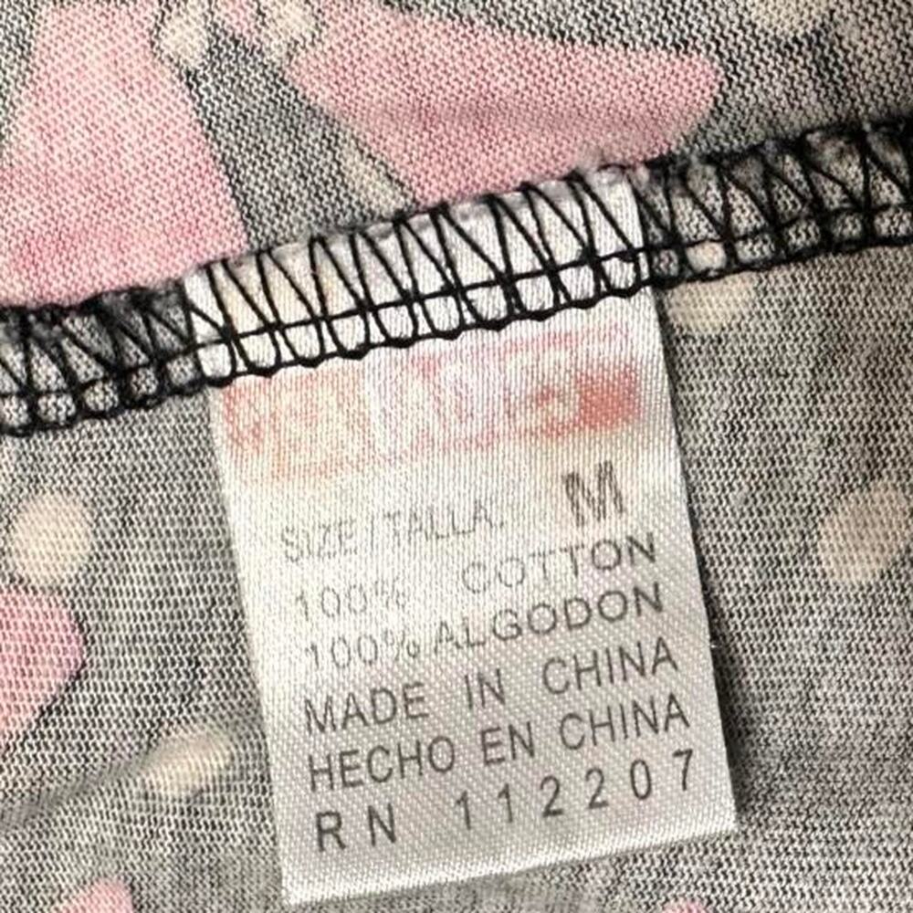 USA Ladies Black & White Polka Dots Skulls on Pink Bows Size Medium 100% Cotton - Picture 5 of 5